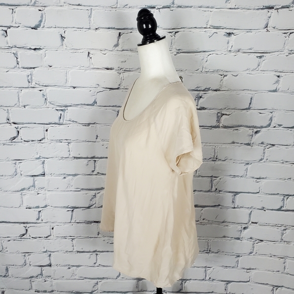 Joie Nude Silk Short Sleeve Blouse - Picture 2 of 5